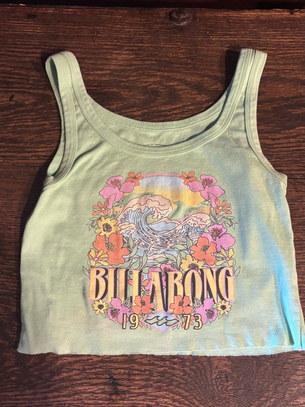 Billabong Mint Floral Scoop Neck Tank